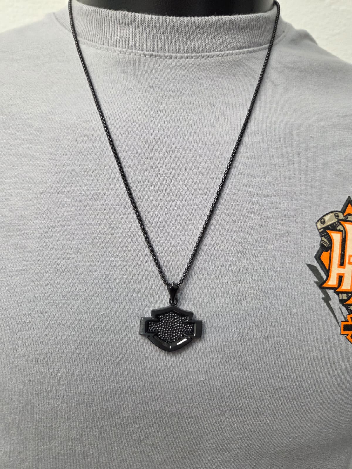 Licensed Product Mens Stainless Steel Black Asphalt Outline Necklace Main image