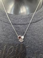 Licensed Product Womens Sterling Silver Brown & White Two Stone Necklace – Adjustable