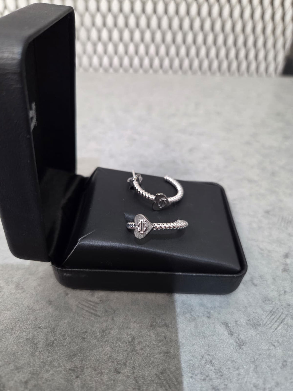 Licensed Product Womens Sterling Silver Black Heart Hoop Earrings