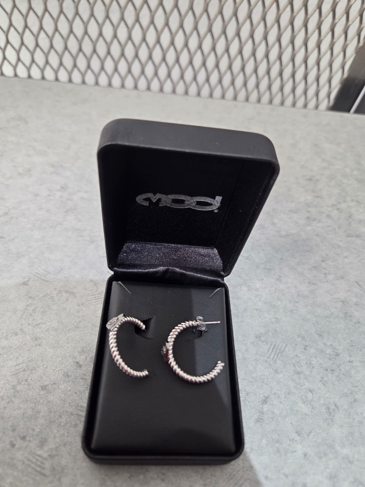 Licensed Product Womens Sterling Silver Black Heart Hoop Earrings Main image