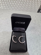 Licensed Product Womens Sterling Silver Black Heart Hoop Earrings