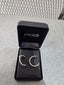 Licensed Product Womens Sterling Silver Black Heart Hoop Earrings