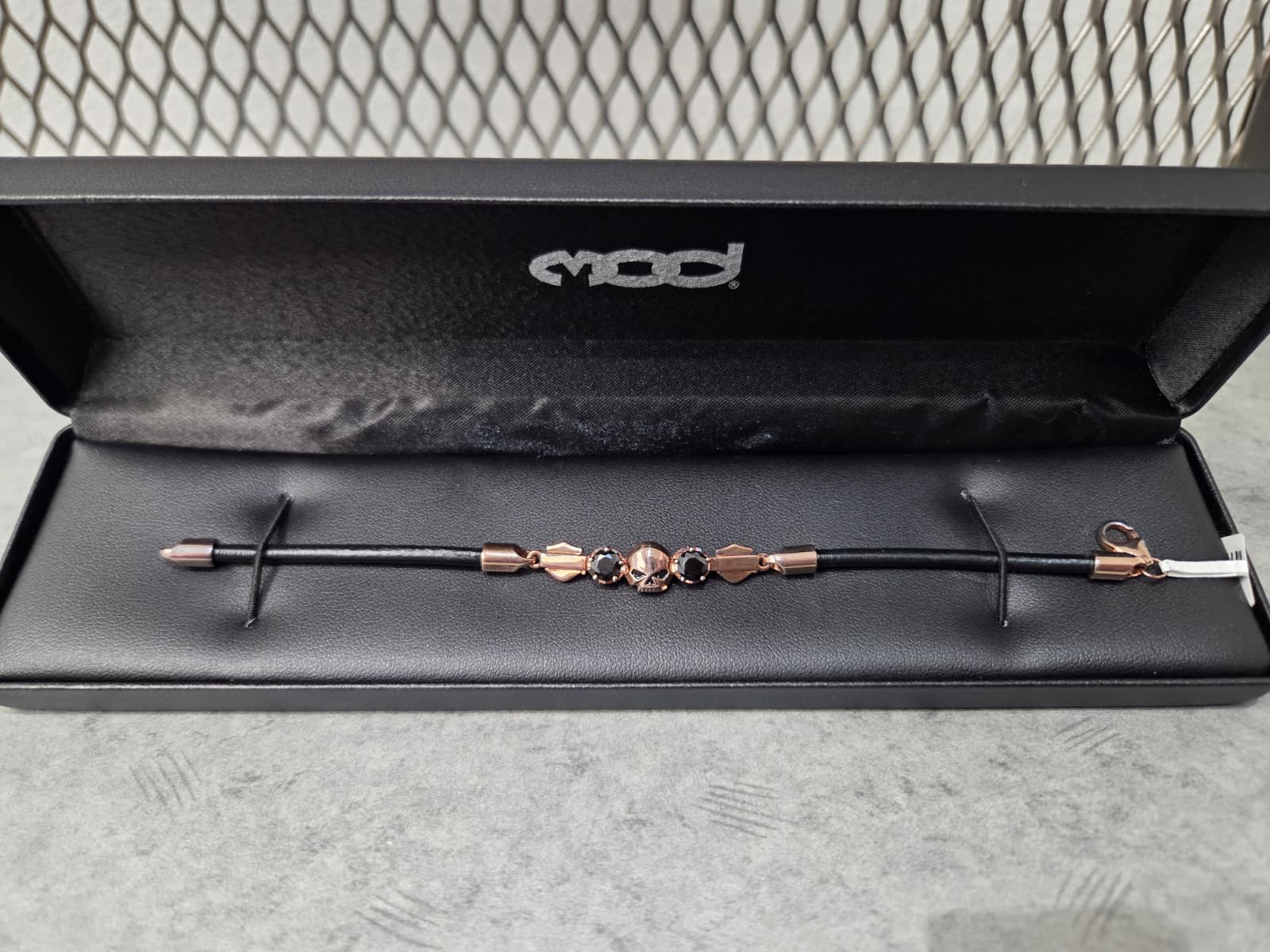 Licensed Product Womens Rose Gold Skull & Stone Leather Bracelet Main image
