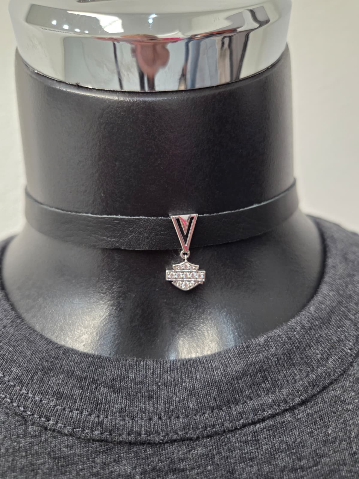 Licensed Product Womens .925 Sterling Silver Triangle Dangle Choker Necklace - Adjustable Main image