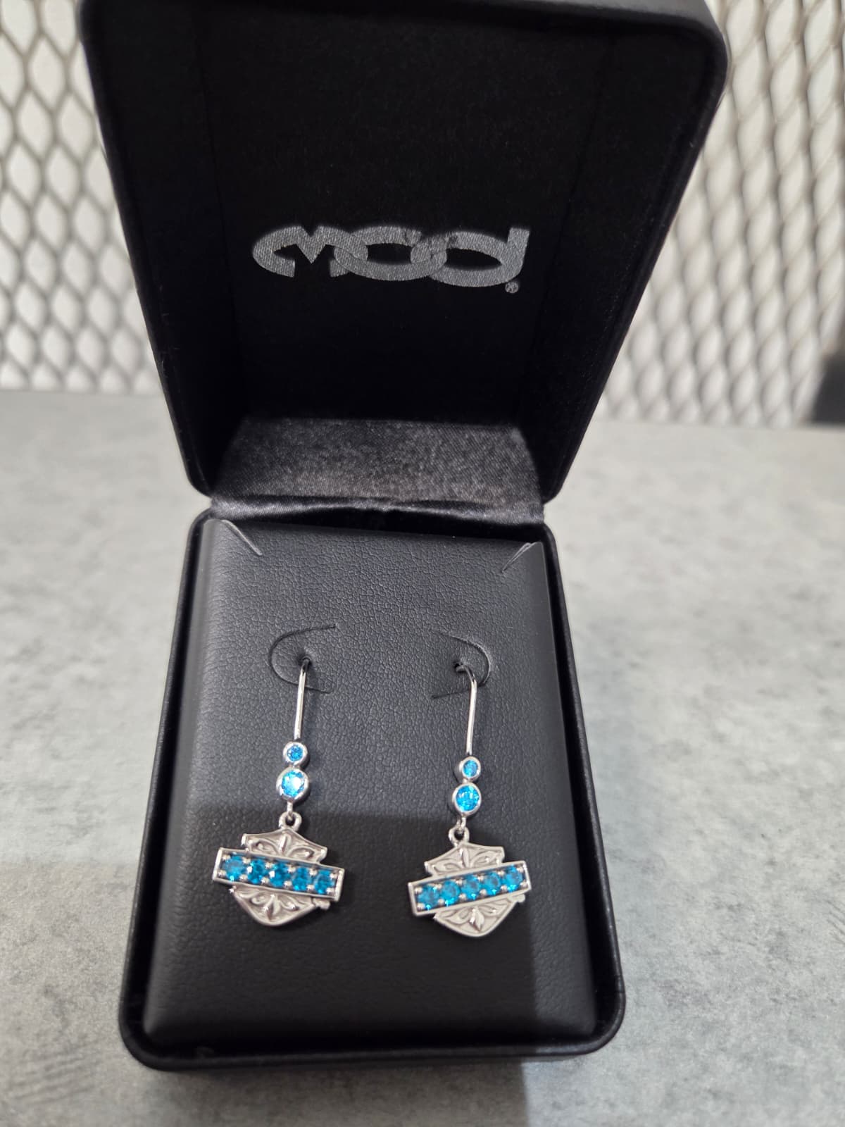 Licensed Product Womens .925 Silver Floral Filigree with Swiss Blue Stones Drop Earrings Main image