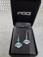 Licensed Product Womens .925 Silver Floral Filigree with Swiss Blue Stones Drop Earrings