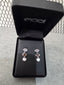 Licensed Product Sterling Silver Brown & White Two Stone Drop Earrings