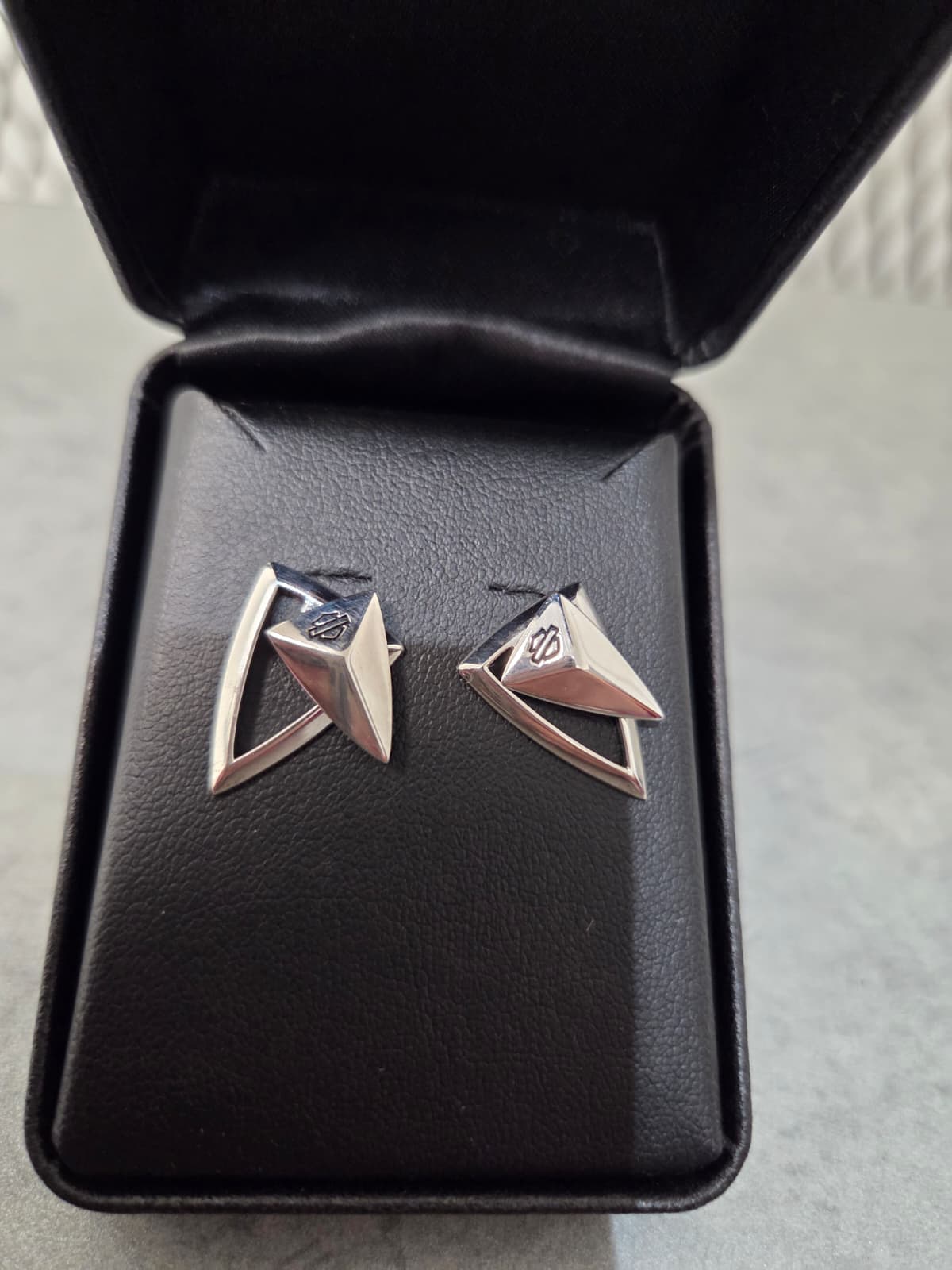 Licensed Product Womens .925 Sterling Silver Beveled Triangle Ear Jacket Earrings