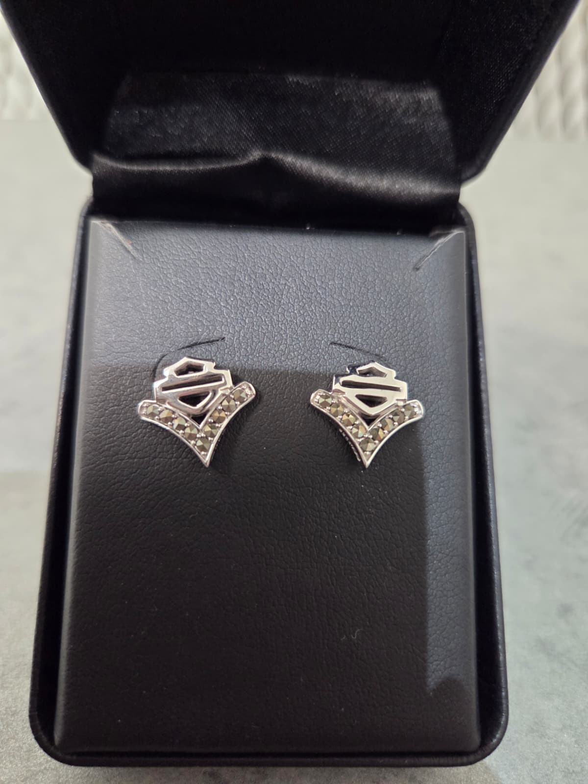Licensed Product Womens Sterling Silver Chevron Marcasite Post Earrings Main image