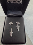 Licensed Product Womens .925 Sterling Silver Beaded B&S Arrowhead Ear Jacket Earrings