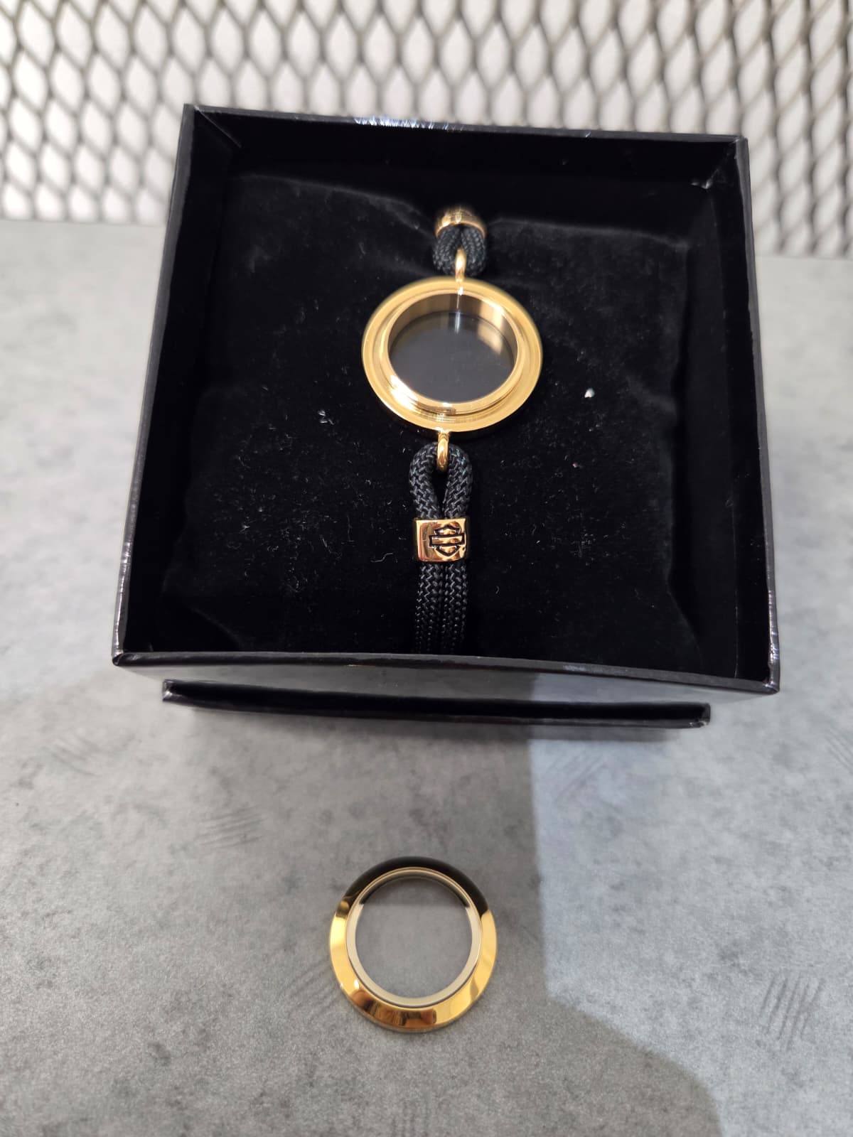 Licensed Product Womens Stainless Steel Small Gold Tone Locket Cord Bracelet - Adjustable Secondary image