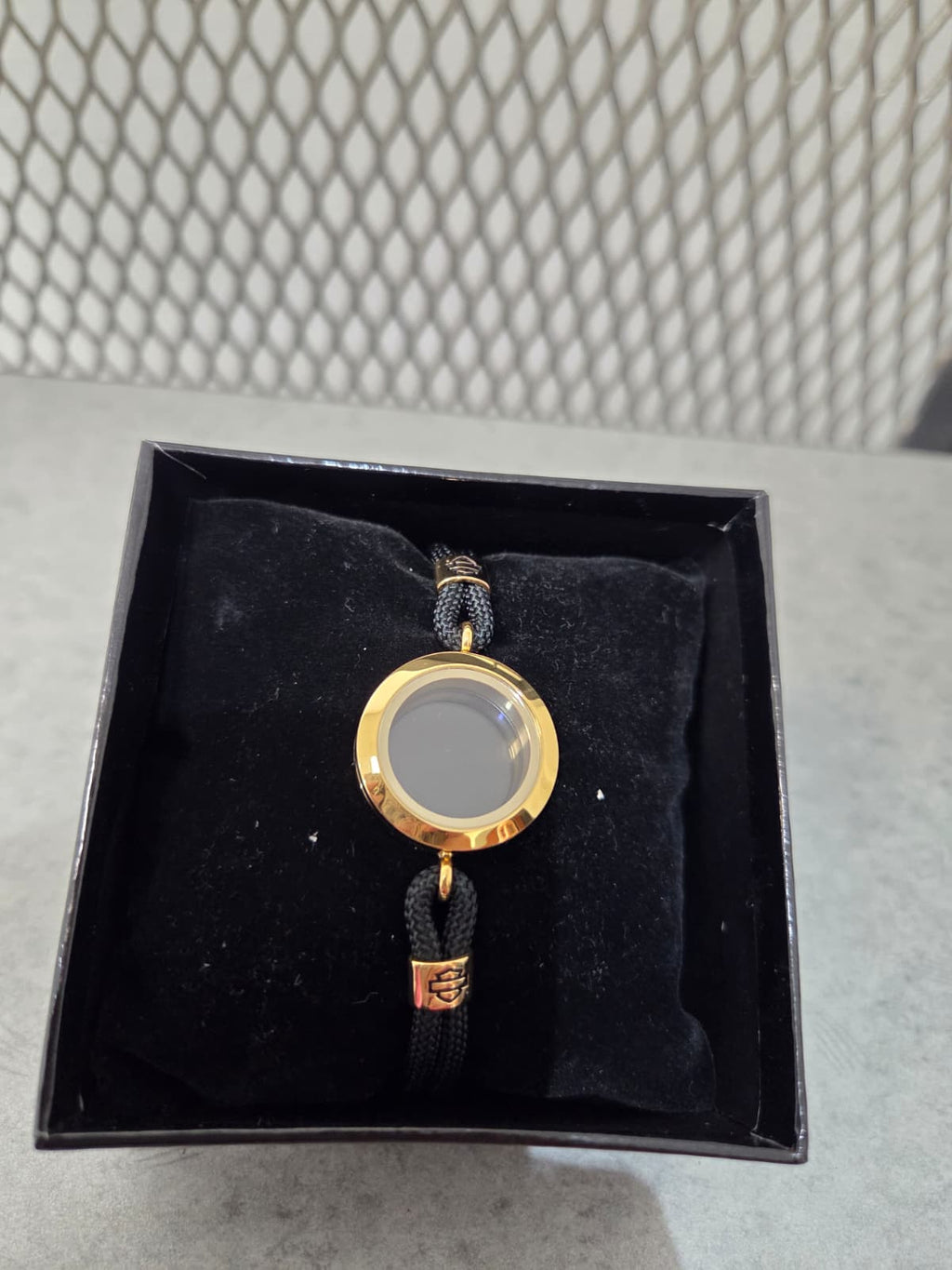 Licensed Product Womens Stainless Steel Small Gold Tone Locket Cord Bracelet - Adjustable