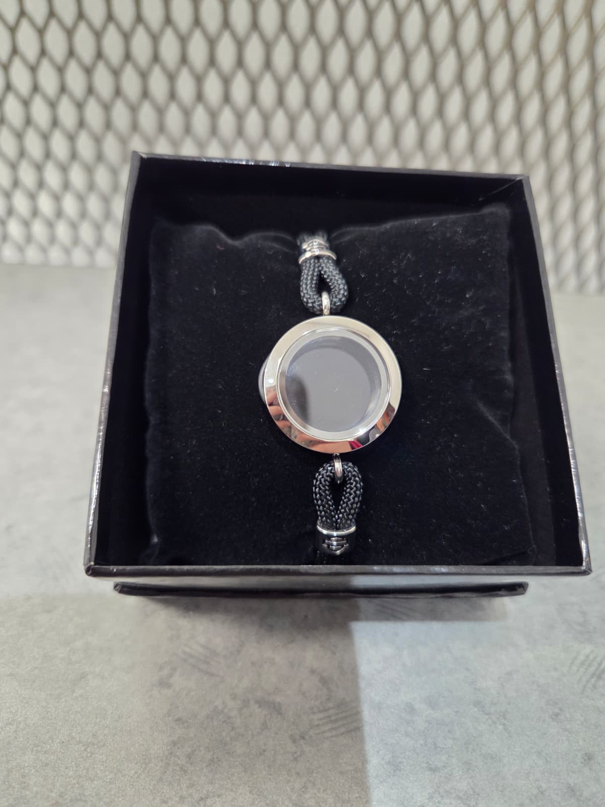 Licensed Product Womens Stainless Steel Small Silver Tone Locket Cord Bracelet - Adjustable