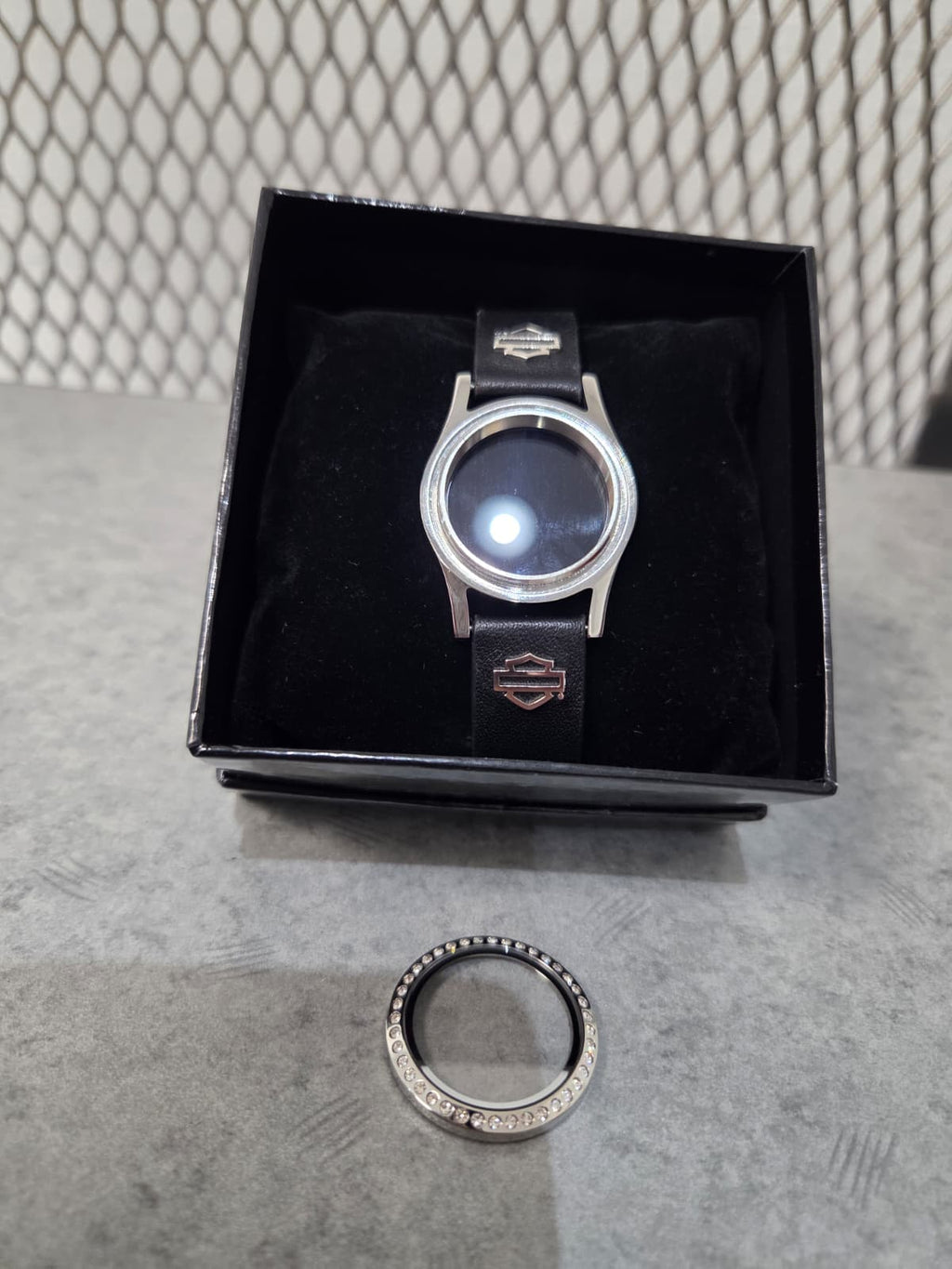 Licensed Product Womens Stainless Steel Large Silver Tone Bling Locket Leather Bracelet - One Size