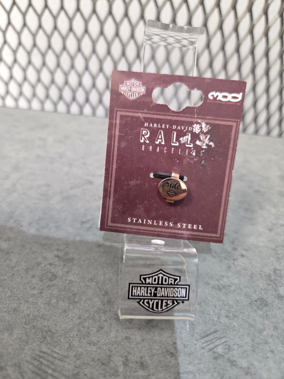 Licensed Product Womens Stainless Steel Rose Gold Tone Small "Ride" Rally Charm Main image
