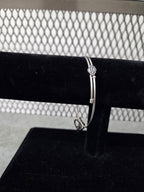 Licensed Product Womens Stainless Steel Peace Heart Charm Bangle Bracelet – Adjustable
