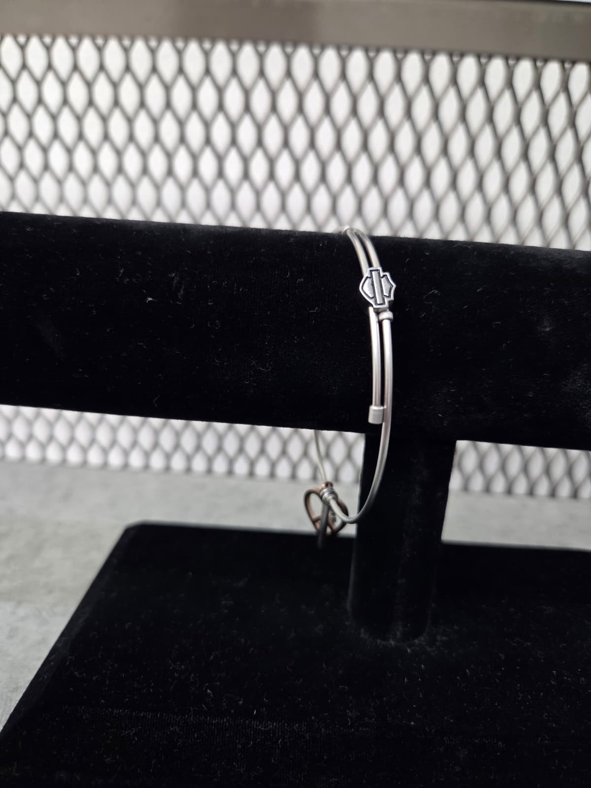 Licensed Product Womens Stainless Steel Peace Heart Charm Bangle Bracelet – Adjustable