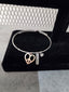 Licensed Product Womens Stainless Steel Peace Heart Charm Bangle Bracelet – Adjustable