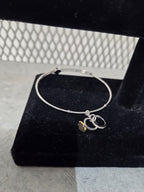 Licensed Product Womens Stainless Steel Wedding Ring Charm Bangle Bracelet - Adjustable
