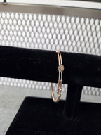 Licensed Product Womens Stainless Steel Rose Gold Tone Charm Beaded Bangle Bracelet – Adjustable