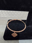 Licensed Product Womens Stainless Steel Rose Gold Tone Charm Beaded Bangle Bracelet – Adjustable