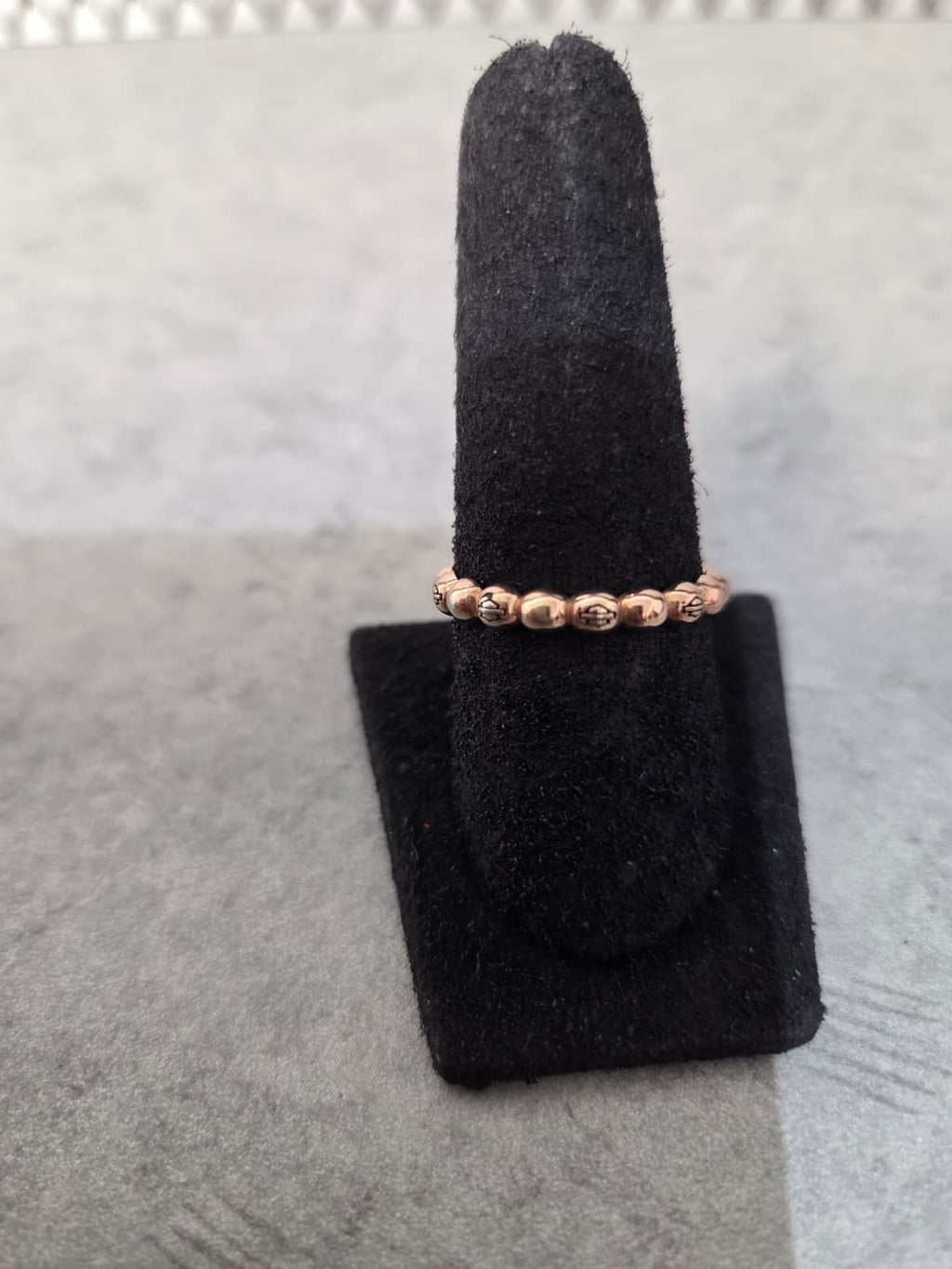 Licensed Product Womens .925 Silver Rose Gold Plated Beaded Stackable Ring