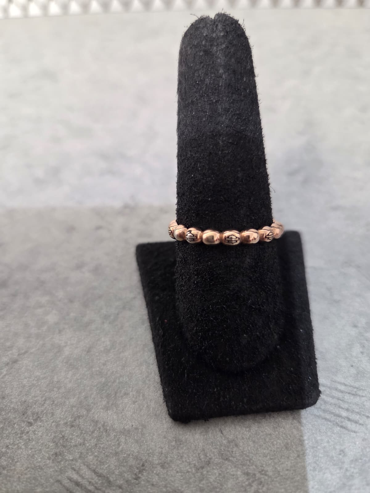 Licensed Product Womens .925 Silver Rose Gold Plated Beaded Stackable Ring