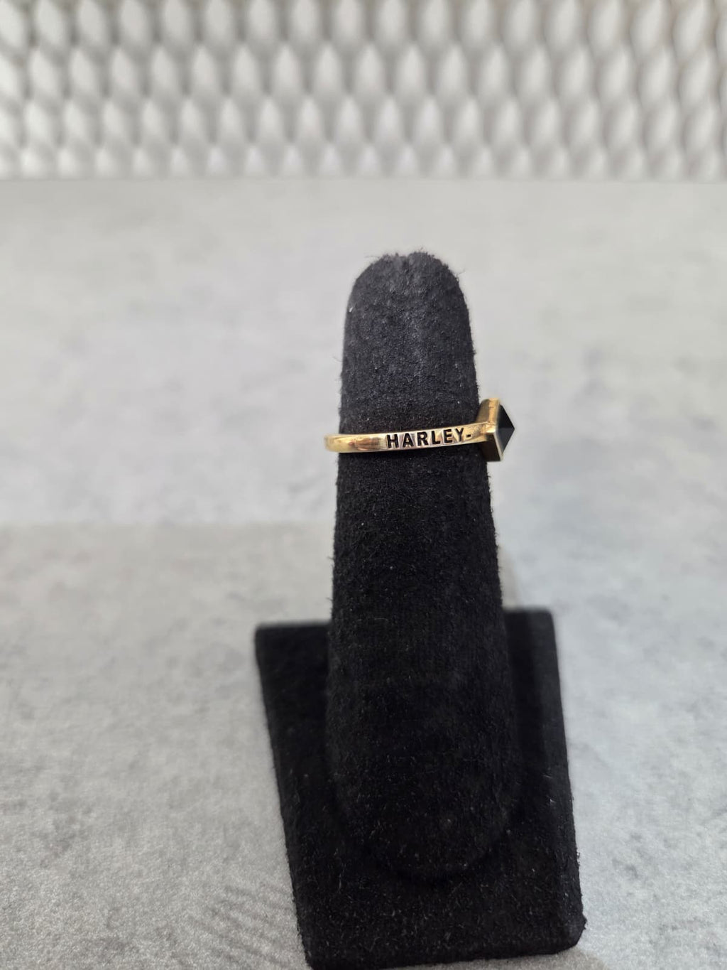 Licensed Product Womens .925 Silver Gold Plated Black Stone Stackable Ring
