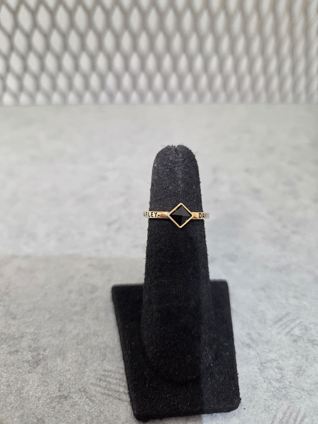 Licensed Product Womens .925 Silver Gold Plated Black Stone Stackable Ring