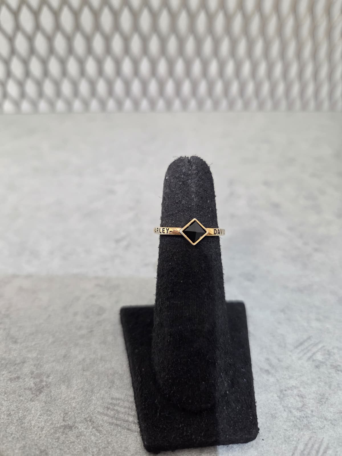 Licensed Product Womens .925 Silver Gold Plated Black Stone Stackable Ring