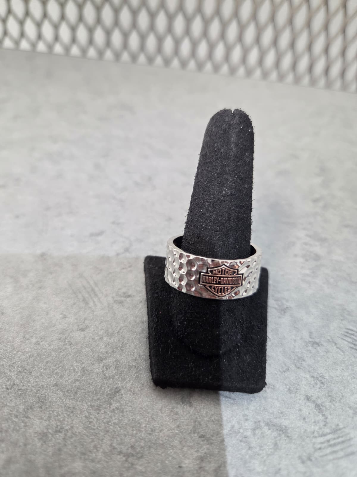 Licensed Product Mens .925 Silver Hammered Rose Gold Plated Ring