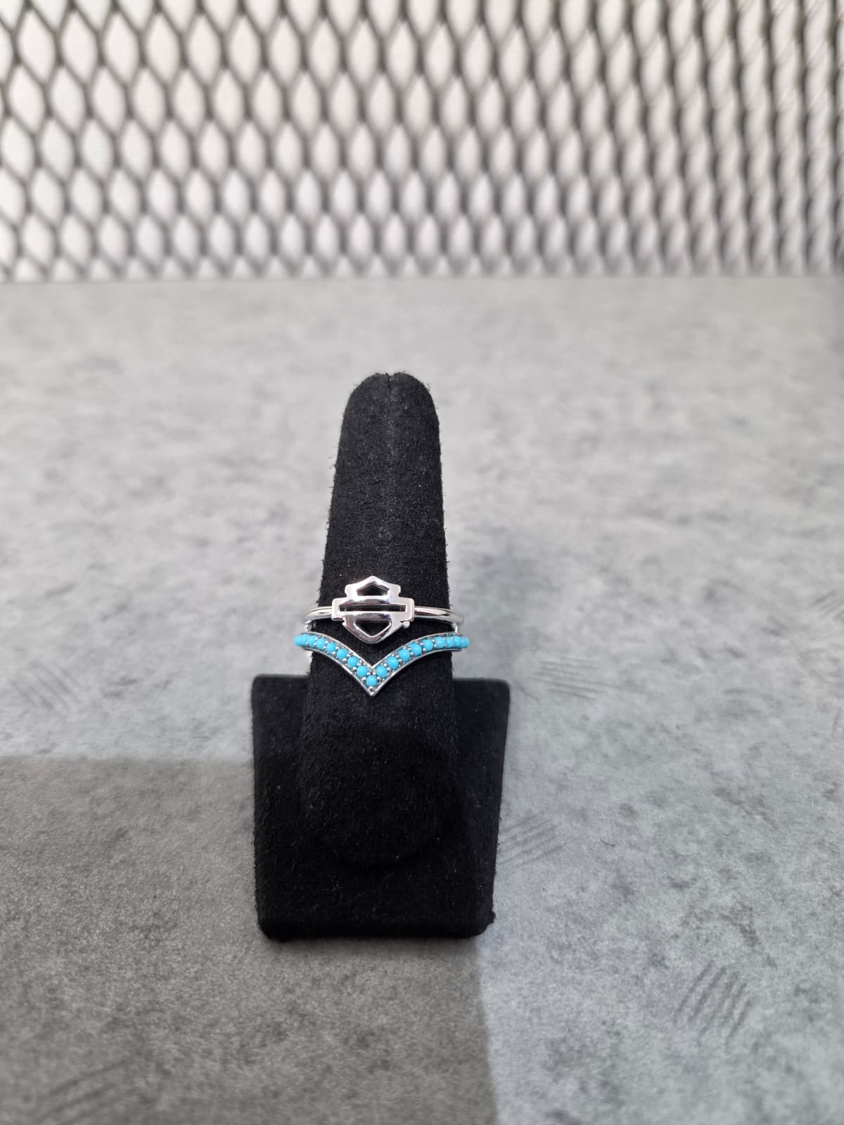 Licensed Product Womens Sterling Silver Chevron Turquoise Stone Ring