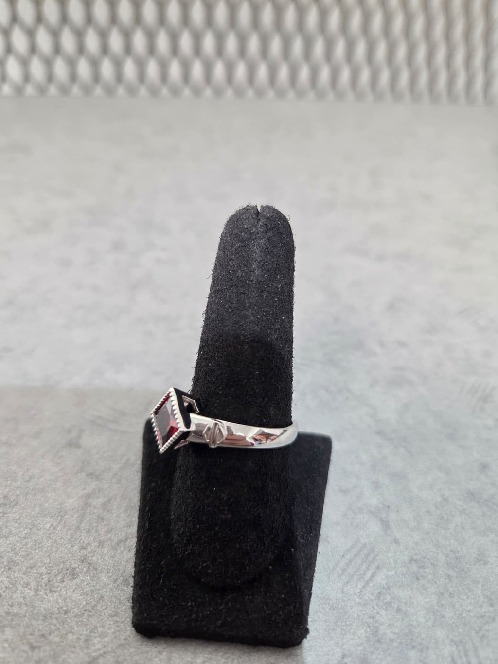 Licensed Product Womens .925 Silver Fire Red Radiant Stone Ring
