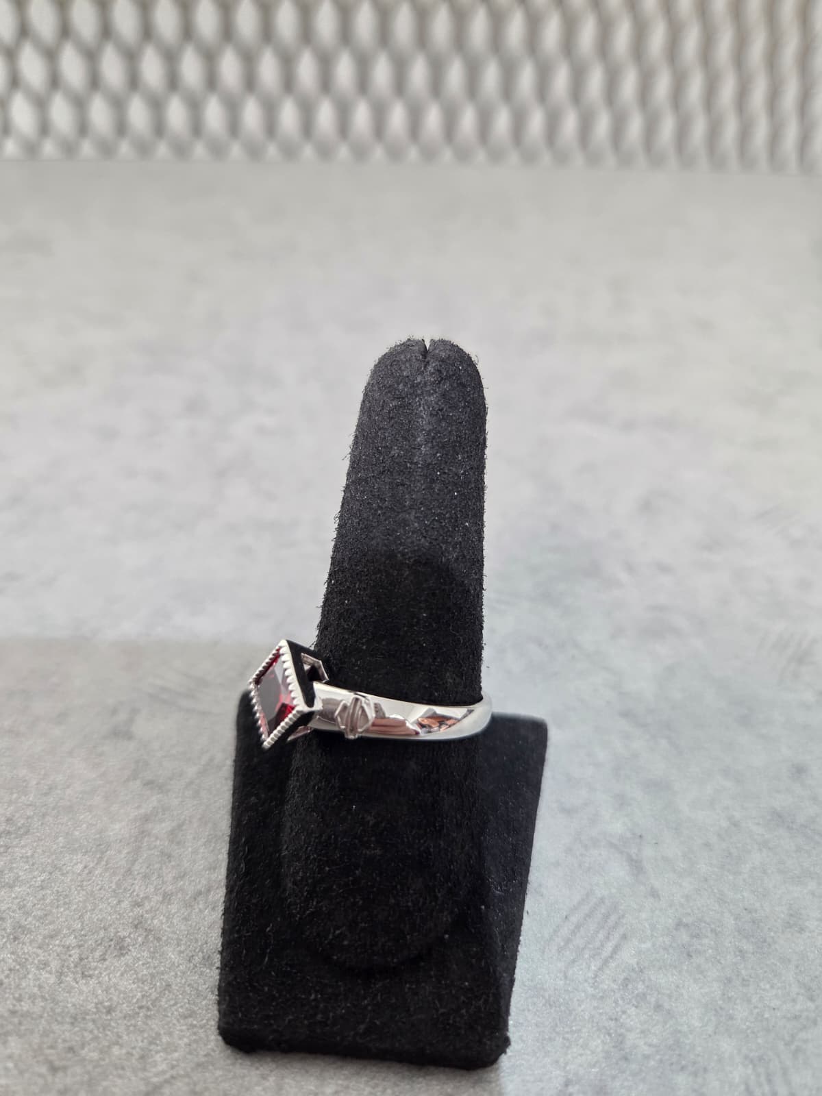Licensed Product Womens .925 Silver Fire Red Radiant Stone Ring