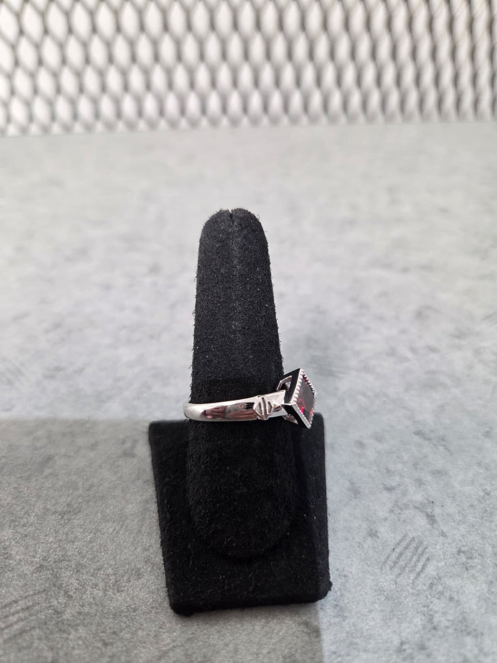 Licensed Product Womens .925 Silver Fire Red Radiant Stone Ring
