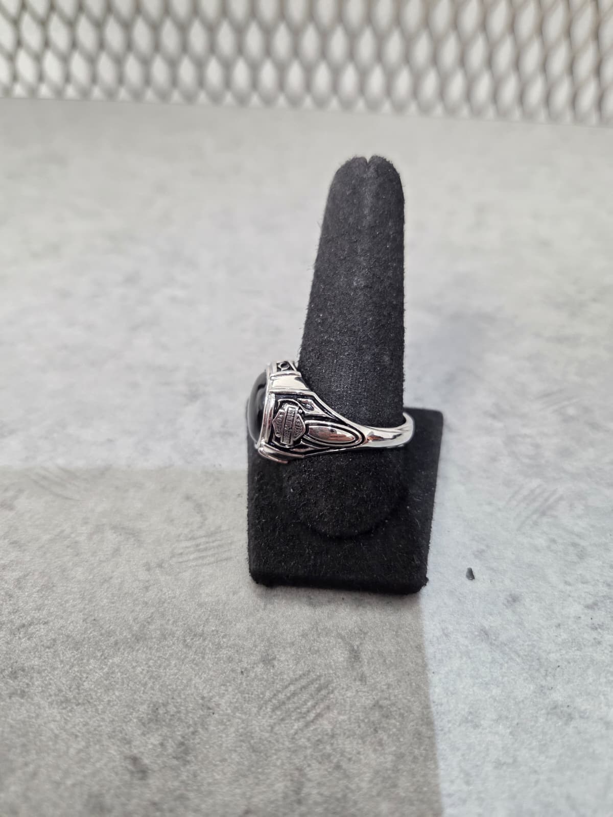 Licensed Product Mens Sterling Silver Domed Black Onyx Tribal Ring