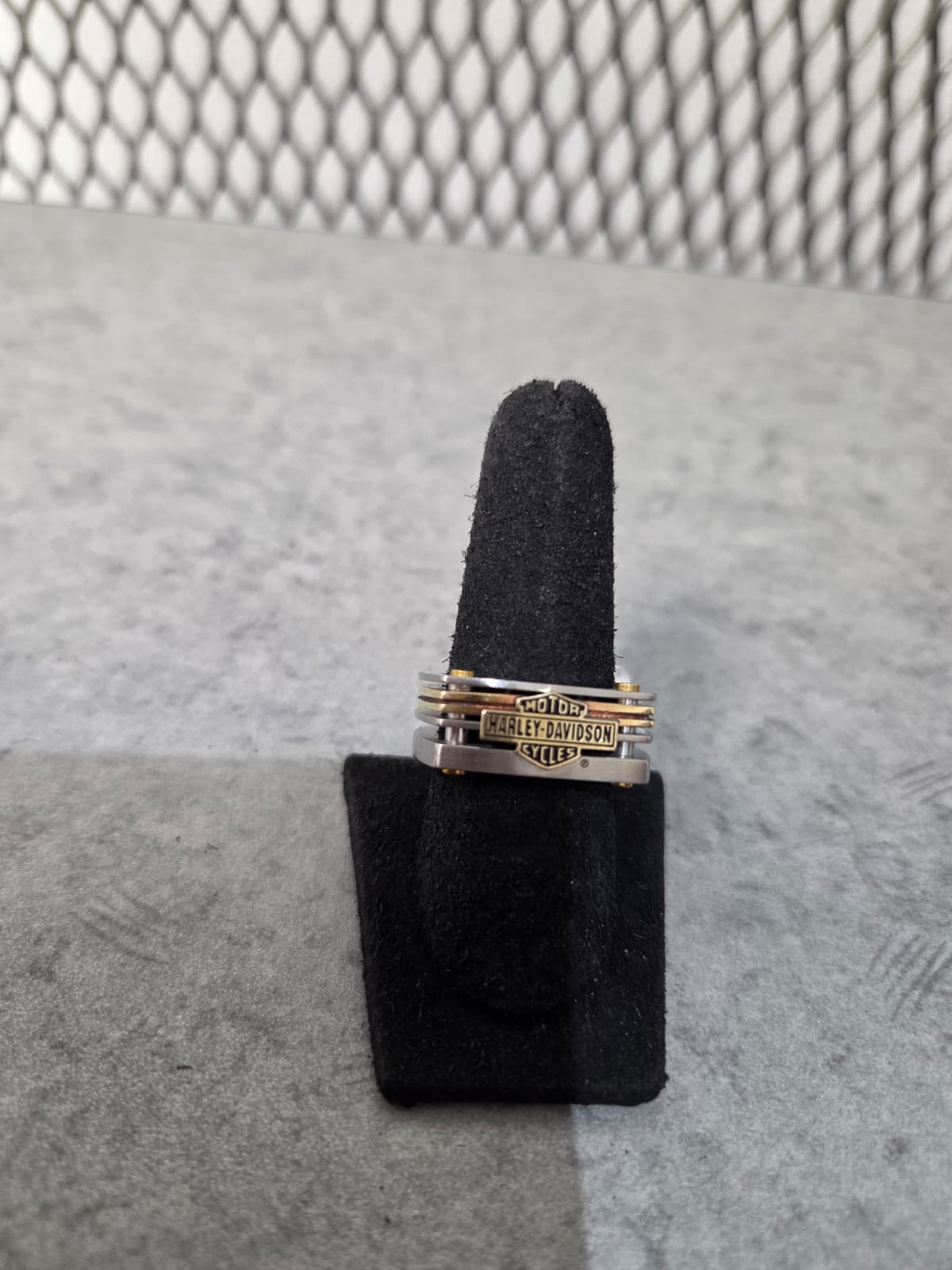 Licensed Product Mens Stainless Steel Gold Tone Industrial Cut-Out Band Ring