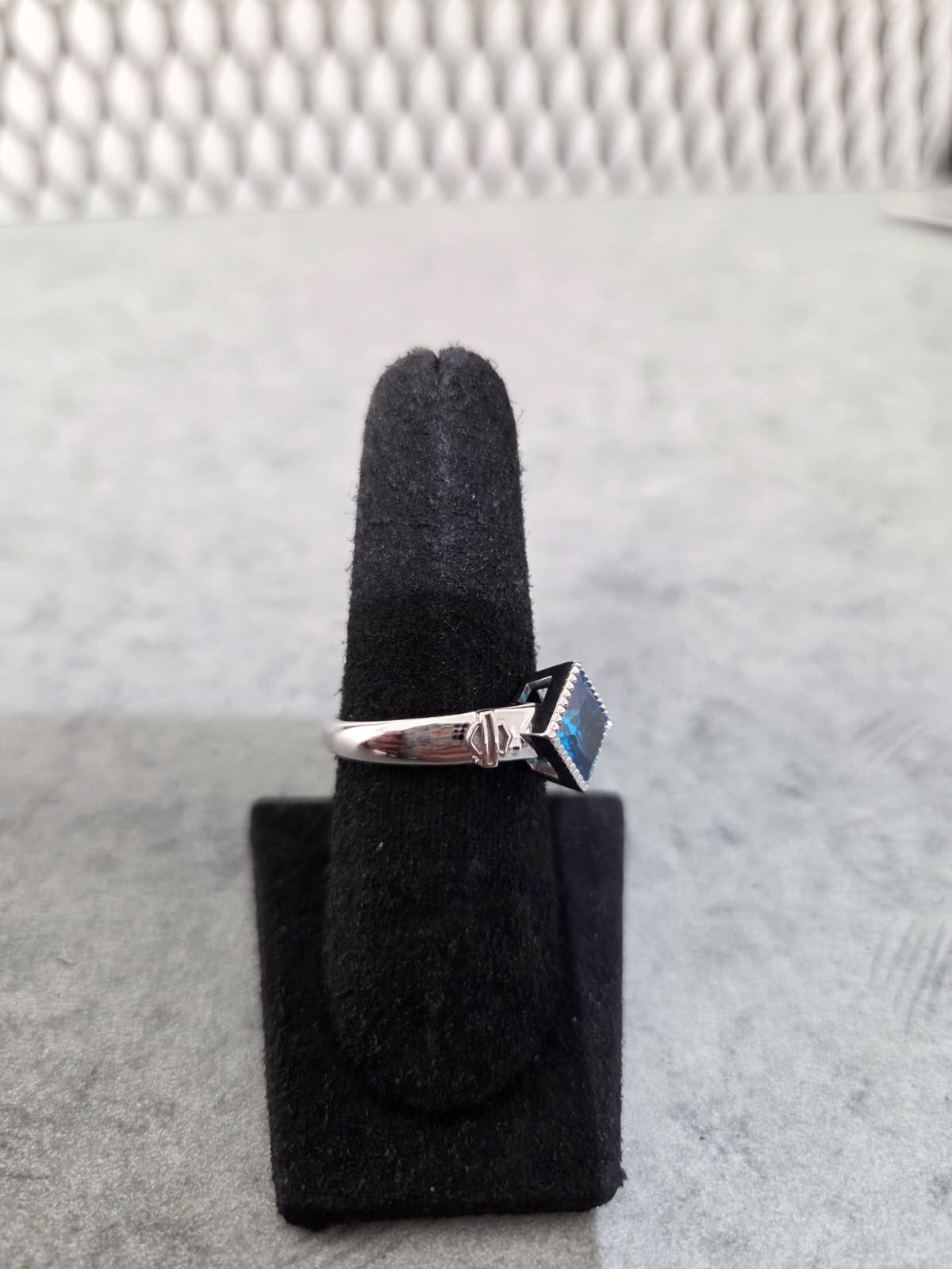 Licensed Product Womens .925 Silver Ocean Blue Radiant Stone Ring Secondary image