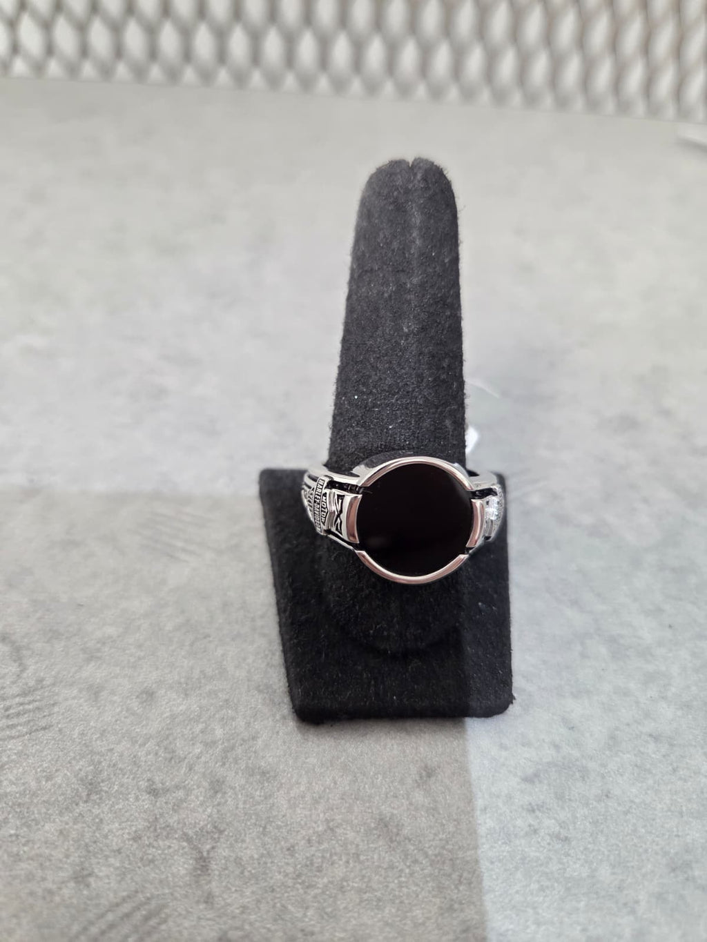 Licensed Product Mens Sterling Silver Black Onyx Round Tribal Ring