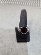 Licensed Product Mens Sterling Silver Black Onyx Round Tribal Ring