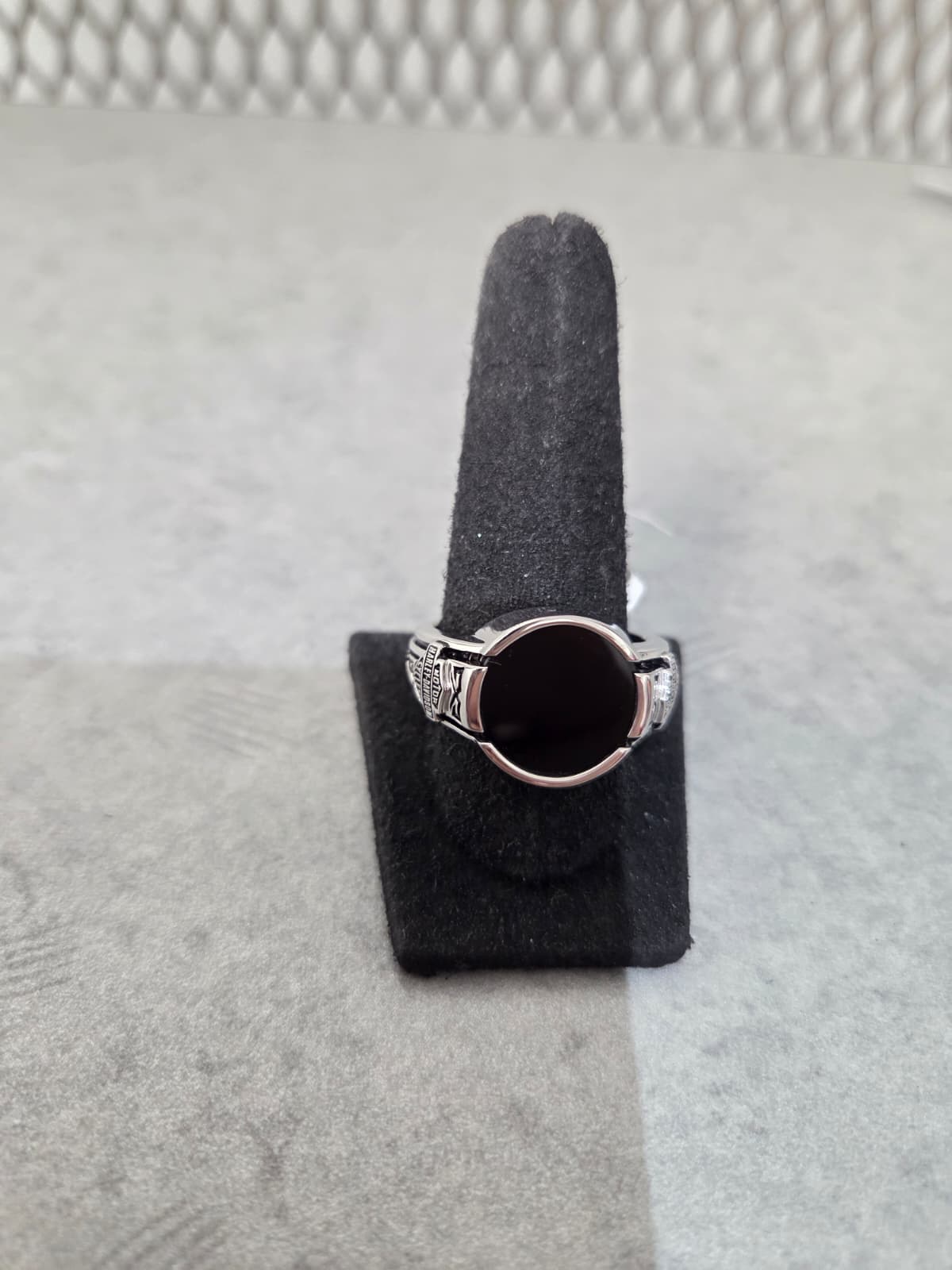 Licensed Product Mens Sterling Silver Black Onyx Round Tribal Ring