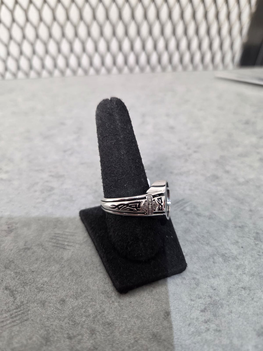 Licensed Product Mens Sterling Silver Black Onyx Round Tribal Ring