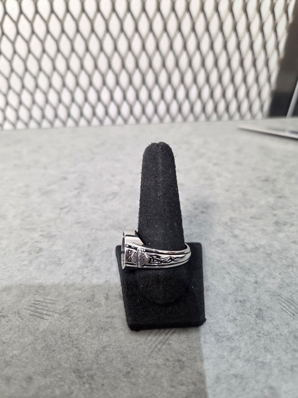 Licensed Product Mens Sterling Silver Black Onyx Round Tribal Ring