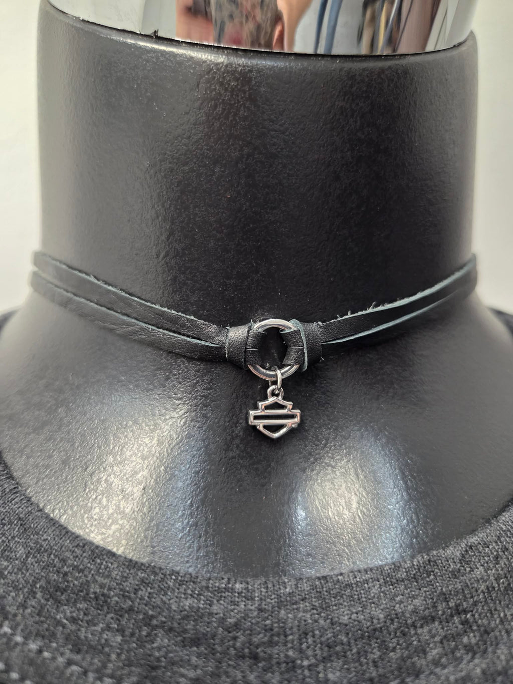 Licensed Product Womens Sterling Silver Double Strand Leather Choker Necklace – Adjustable