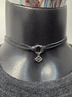 Licensed Product Womens Sterling Silver Double Strand Leather Choker Necklace – Adjustable