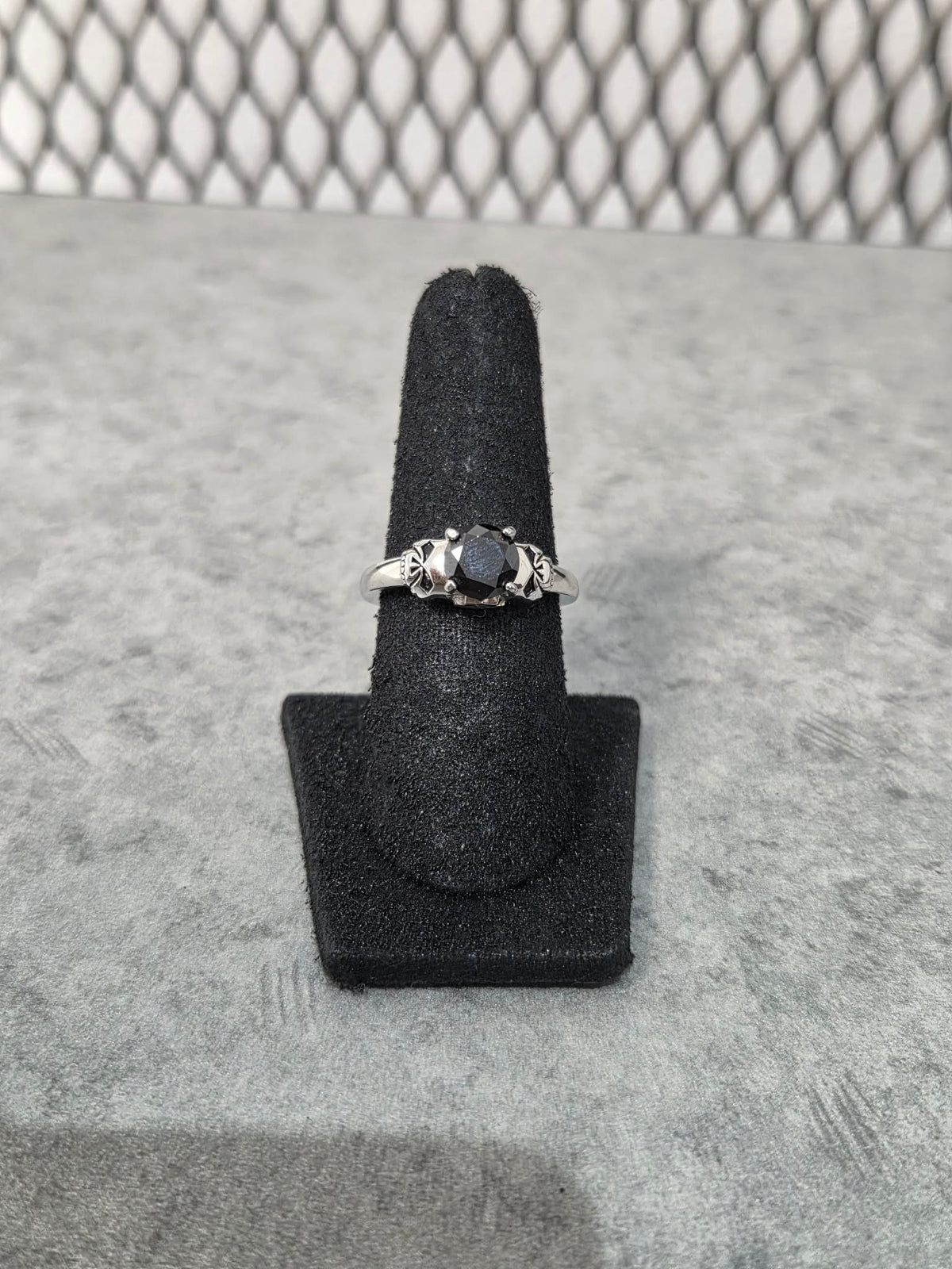 Licensed Product Womens .925 Silver Double Sided Willie G Skull with Black Stone Ring Main image