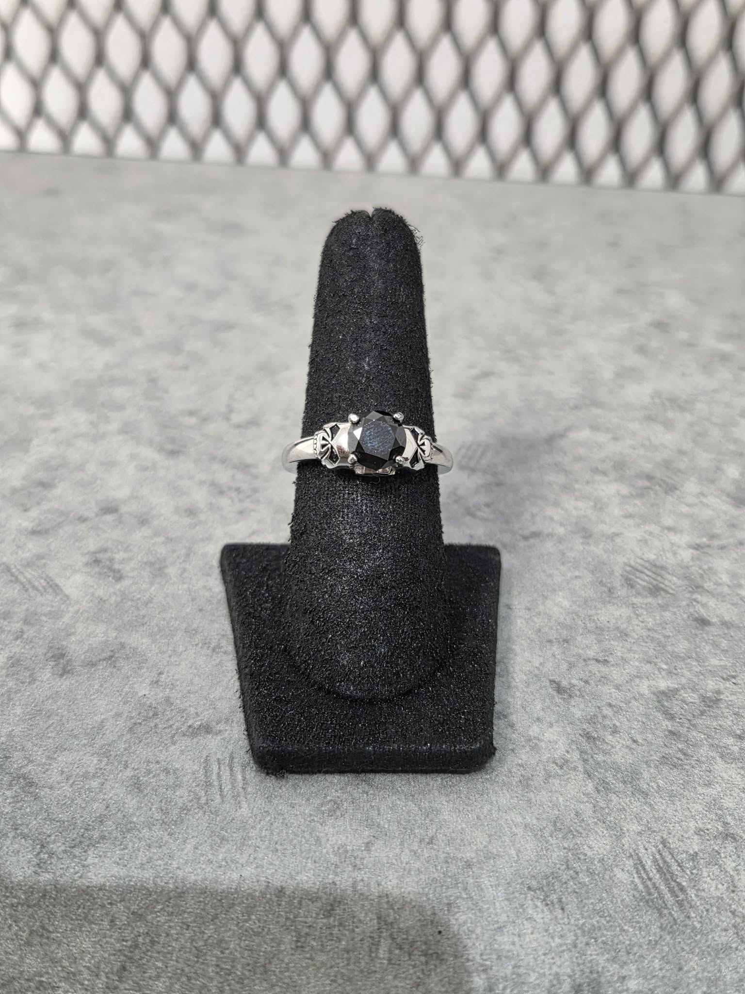 Licensed Product Womens .925 Silver Double Sided Willie G Skull with Black Stone Ring