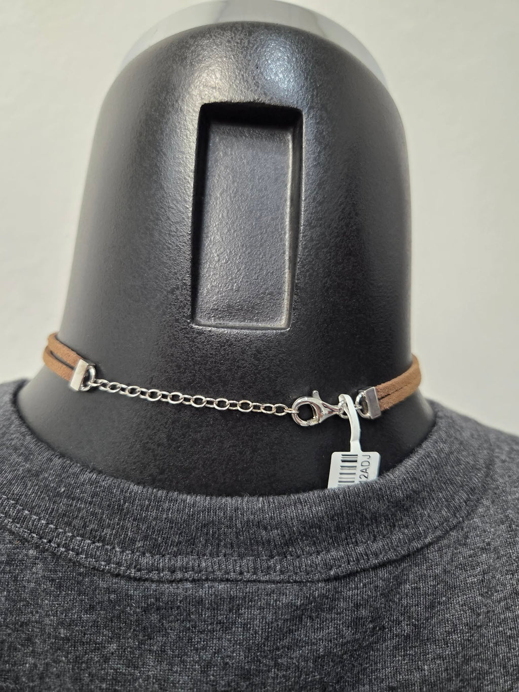 Licensed Product Womens .925 Sterling SilverBrown Leather Choker Necklace – Adjustable