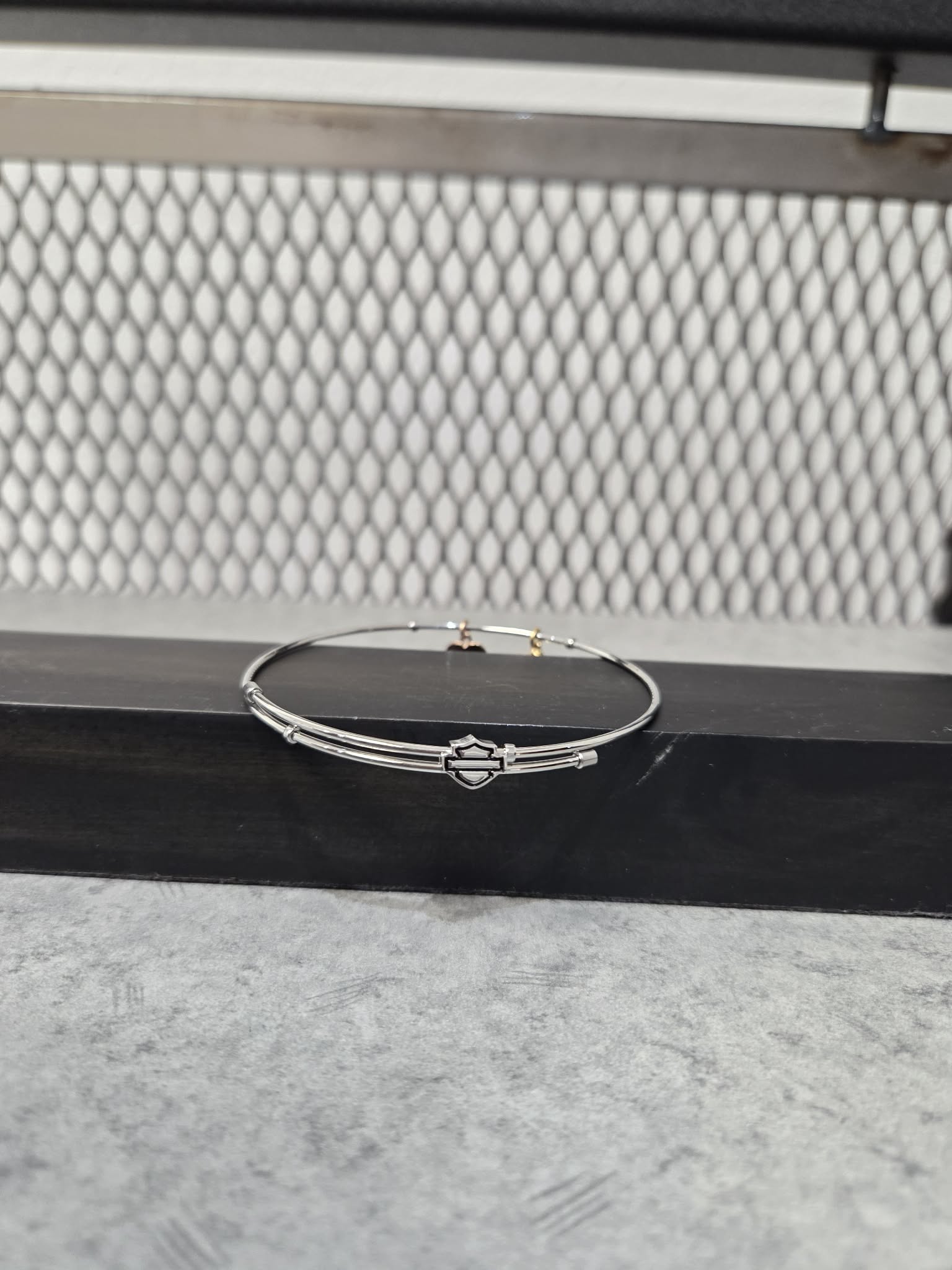 Licensed Product H-D Womens Stainless Steel Key & Lock Charm Bangle Bracelet – Adjustable Main image
