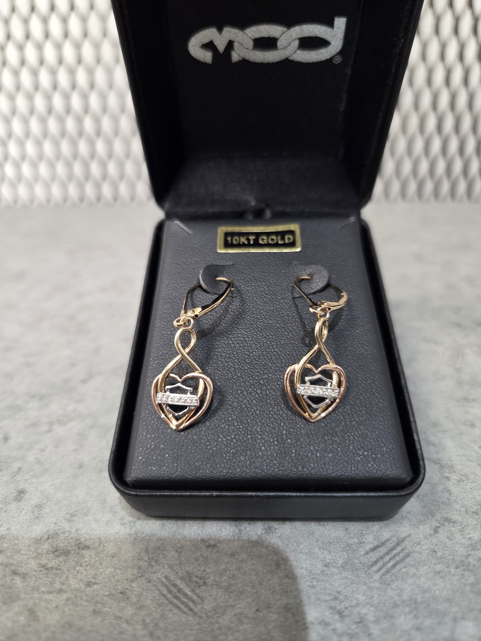 Licensed Product Womens 10kt Gold Yellow, Rose & White Gold Infinity Heart Earrings Main image